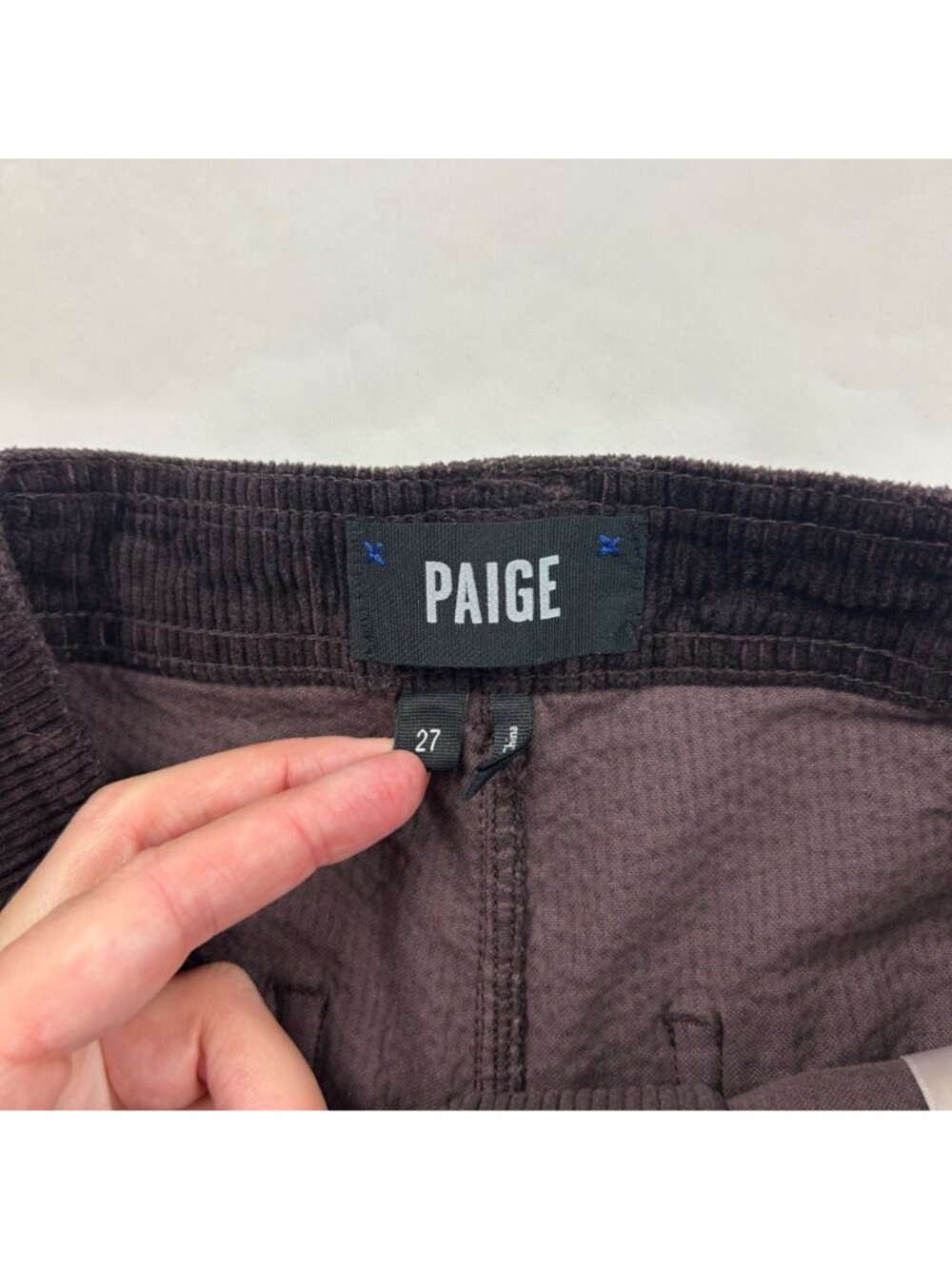 Paige Dark Plum Corduroy Nellie High Rise Wide Leg Cropped Pant 27 - Picture 3 of 7